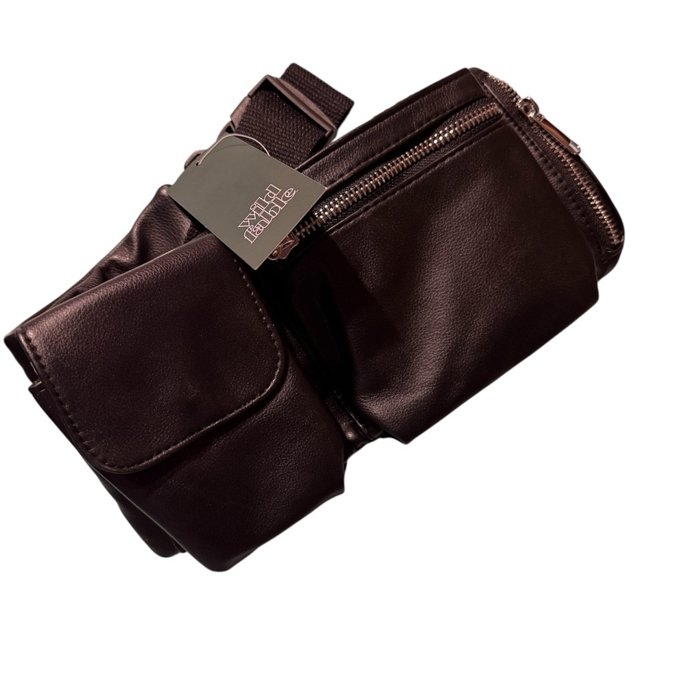 NWT Black faux Leather Belt Bag
